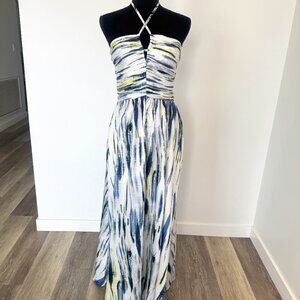 New/DKNY Women's Strappy Printed Maxi Dress, Front Side Pockets -Size SMALL